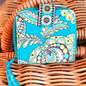 Vera Bradley Peacock Mini Zip Wallet